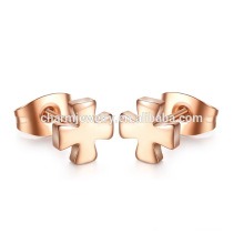 Atacado Moda Ouro Cruz Aço Inoxidável Stud Earrings Unisex ZZE011